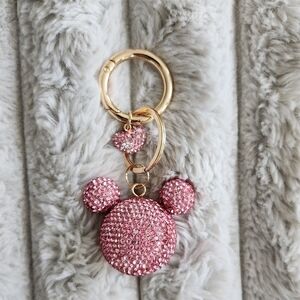 Pink Rhinestone Mickey Mouse Keychain Bag Charm